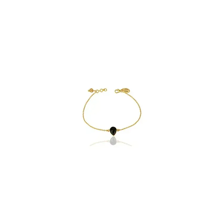 Tropfen Onyx Armband aus vergoldetem Sterlingsilber und Anhänger aus vergoldetem Sterlingsilber