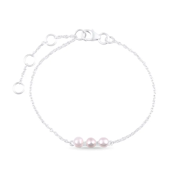 Elegant Perle Armband aus Silber 14 cm plus 5 cm x 4,0 mm