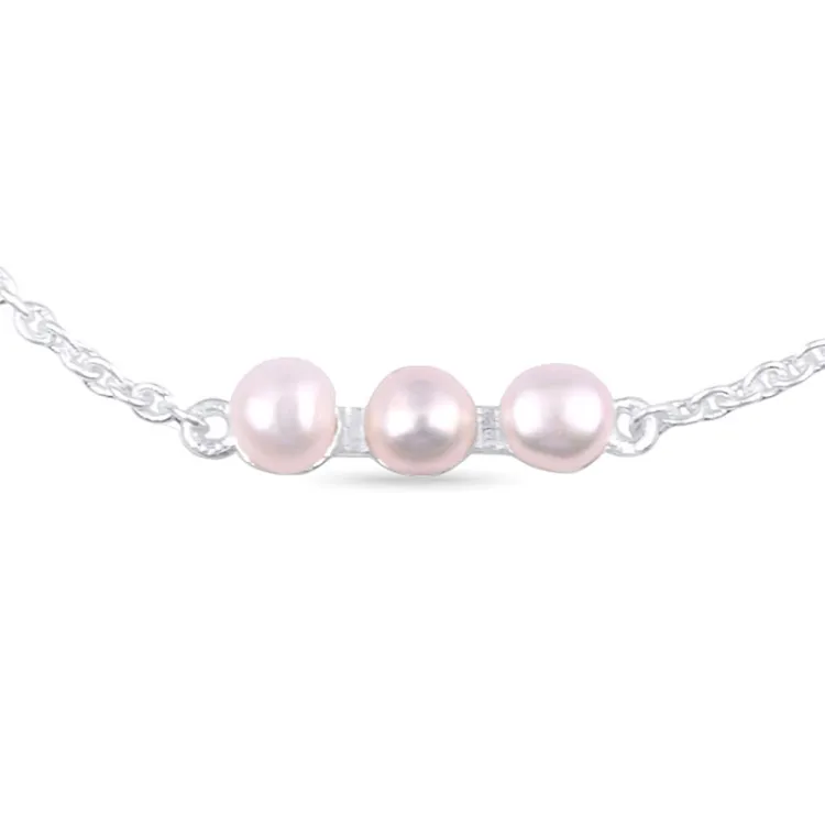 Elegant Perle Armband aus Silber 14 cm plus 5 cm x 4,0 mm