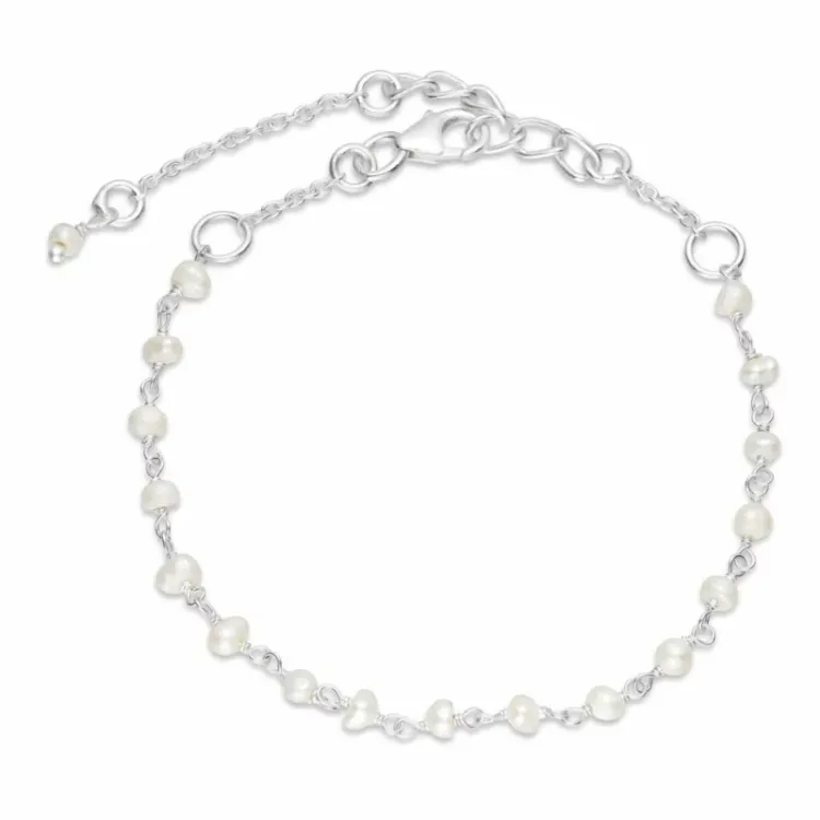 Perle Armband aus Silber 18 cm plus 4 cm x 3,0 mm