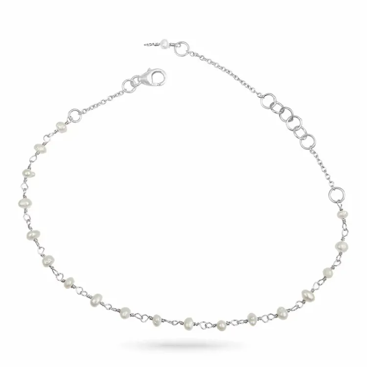 Perle Armband aus Silber 18 cm plus 4 cm x 3,0 mm