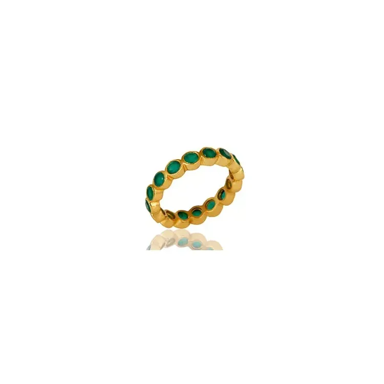 grünem Onyx Ring aus vergoldetem Sterlingsilber