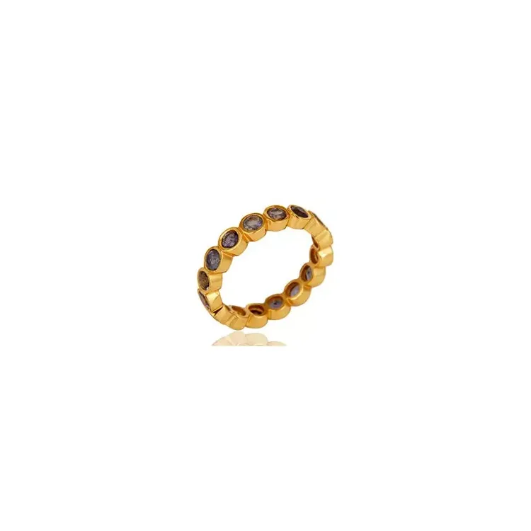 blauem Ring aus vergoldetem Sterlingsilber