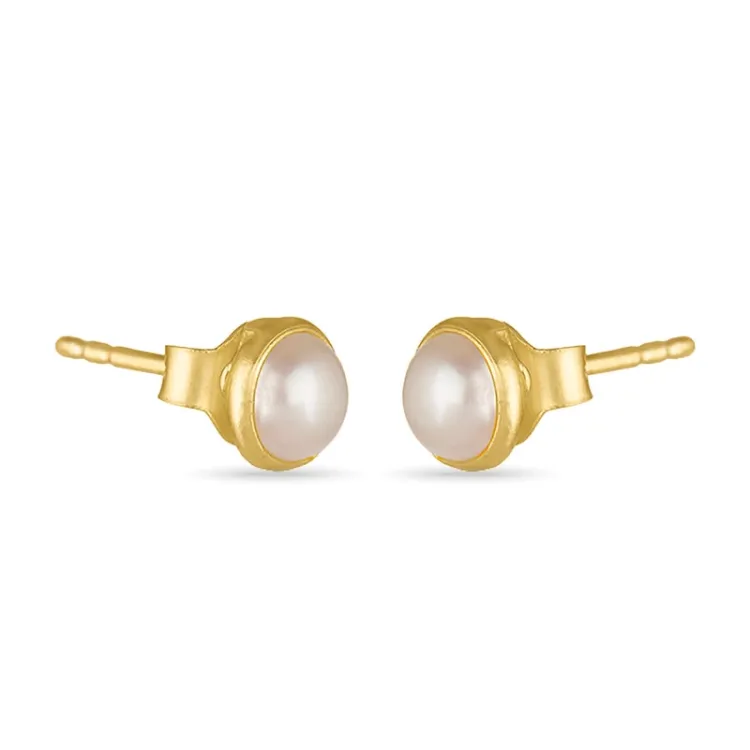 7 mm weißen Perle Ohrringe in vergoldetem Sterlingsilber