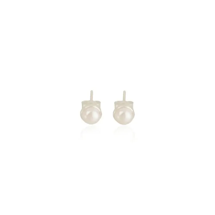 5 mm runden Perle Ohrstecker in Silber