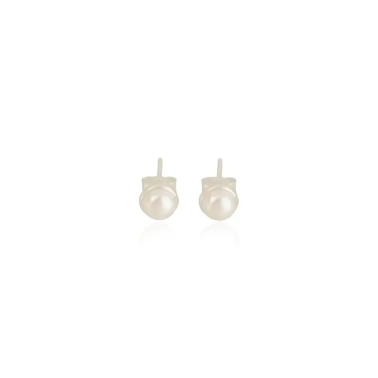 7 mm runden Perle Ohrringe in Silber