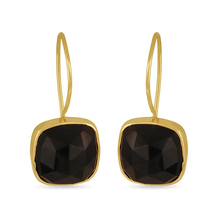 viereckigem Onyx Ohrringe in vergoldetem Sterlingsilber