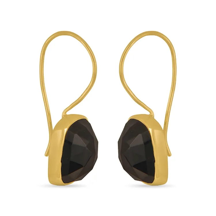 viereckigem Onyx Ohrringe in vergoldetem Sterlingsilber