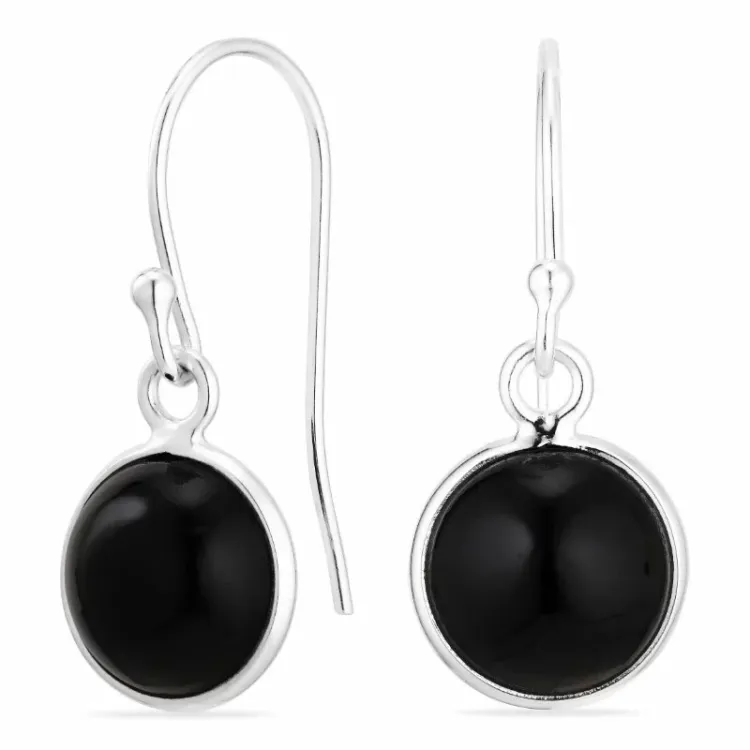 schwarzem Onyx Ohrringe in Silber - Loom Stones