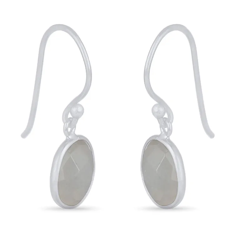 runden Mondstein Ohrringe in Silber - Loom Stones
