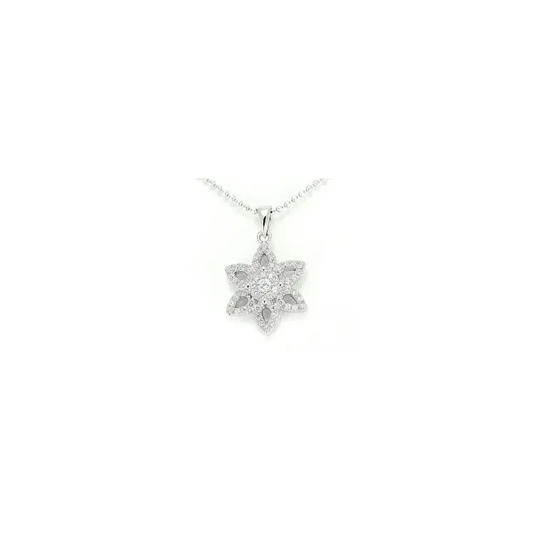 Blumen Zirkon Anhänger aus Silber