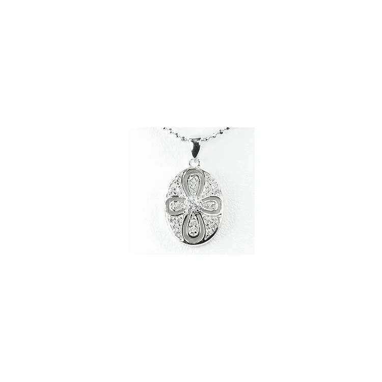 Ovaler Blumen Anhänger aus Silber
