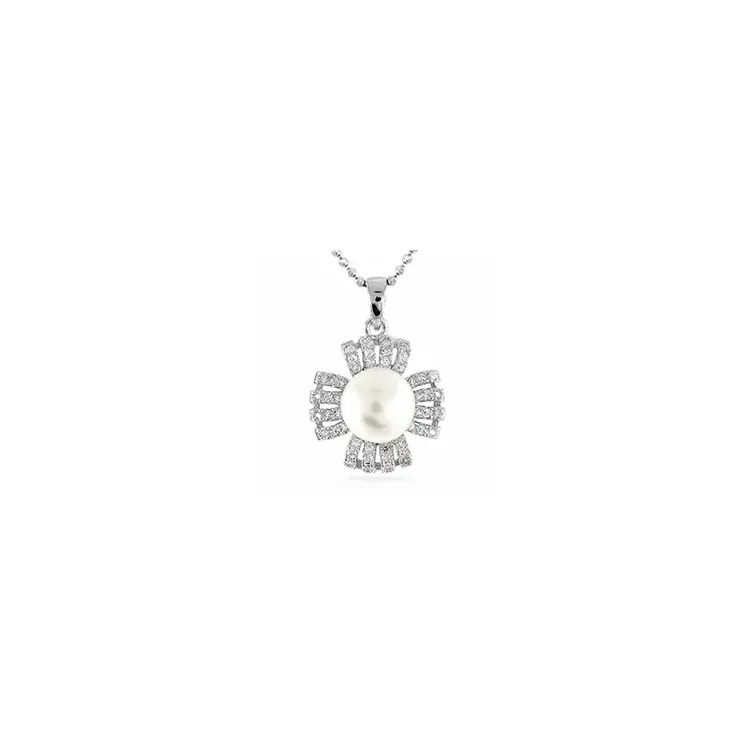 Blumen Perle Anhänger aus Silber