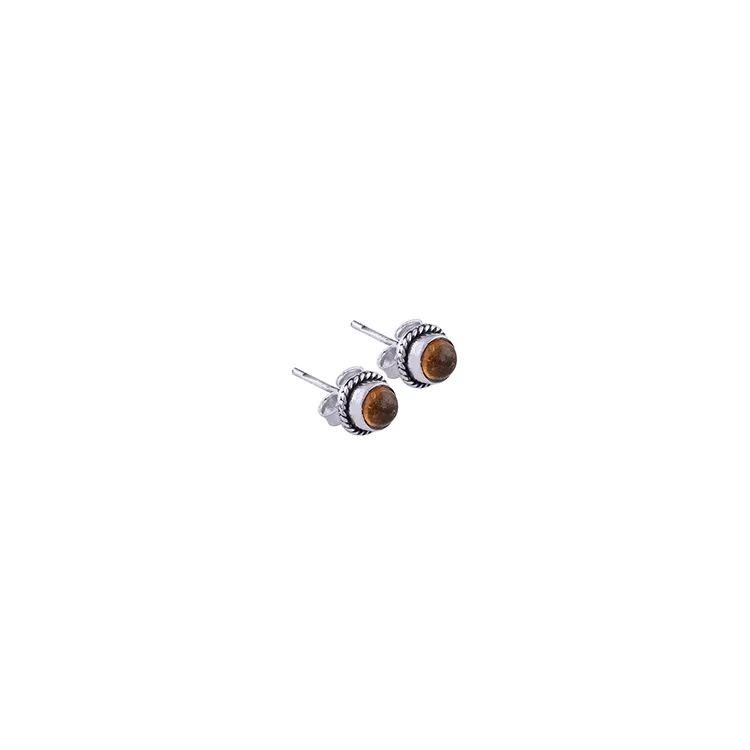 Braunen Ohrstecker in Silber