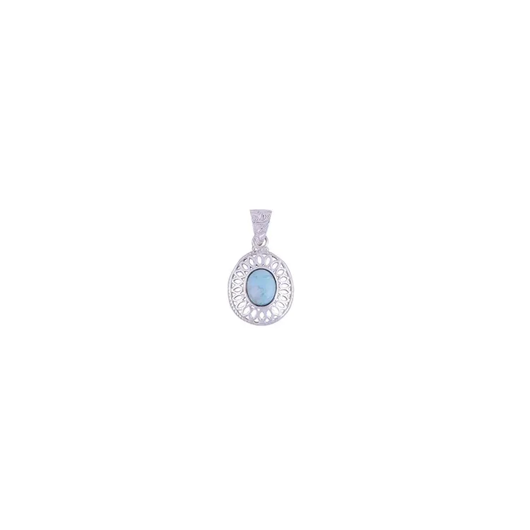 Ovaler blauem Anhänger aus Silber