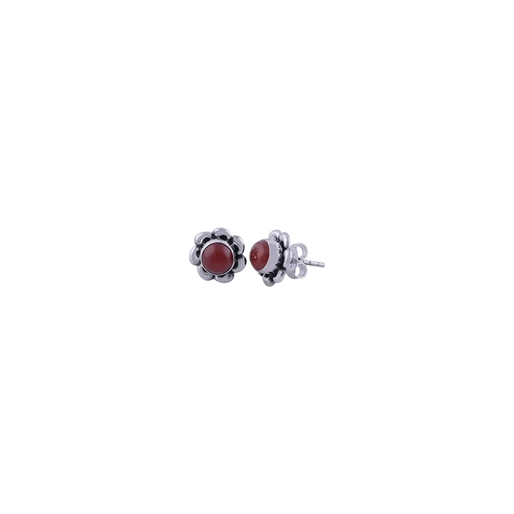 Blumen Ohrstecker in oxidiertem Sterlingsilber