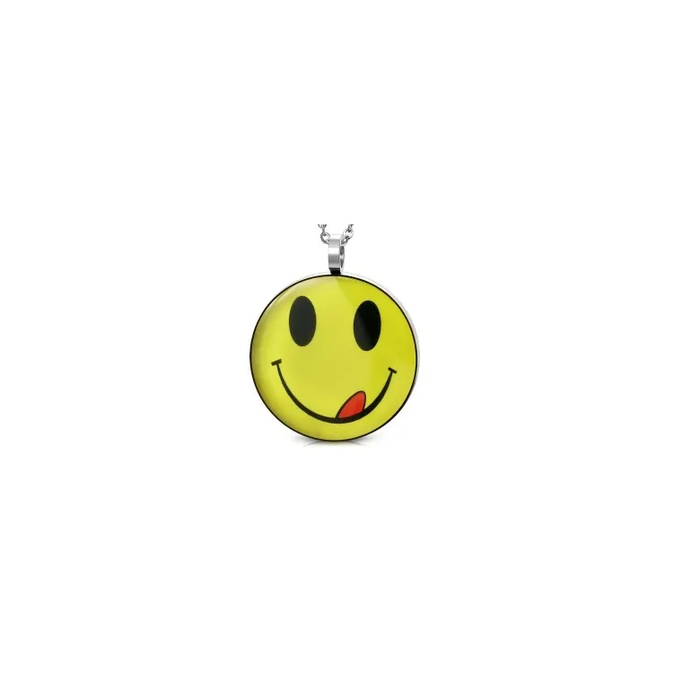 Großer Smiley Anhänger aus Stahl