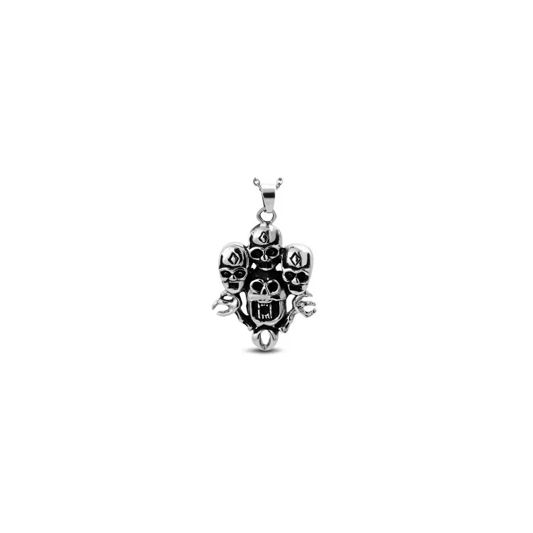 Großer Totenkopf Schmuck aus Schwarzer Stahl