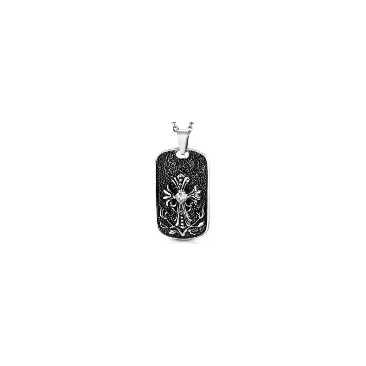 Fleur de lis Kreuz Zirkon Anhänger aus Stahl