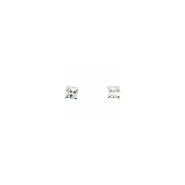 6 x 6 mm viereckigem Ohrstecker in Silber
