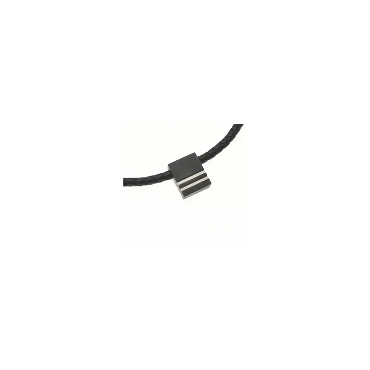 geflochtenes Halskette aus schwarz Leder mit Stahl x 4,8 mm