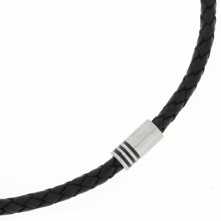 Hard Steel schwarz Halskette in Leder mit Edelstahl