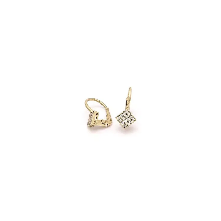 viereckigem Goldohrringe in 14 Karat Gold mit 