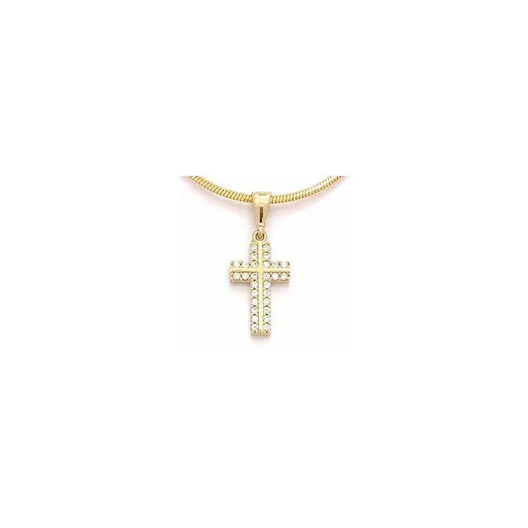 Kreuz Zirkon Anhänger aus 14 Karat Gold