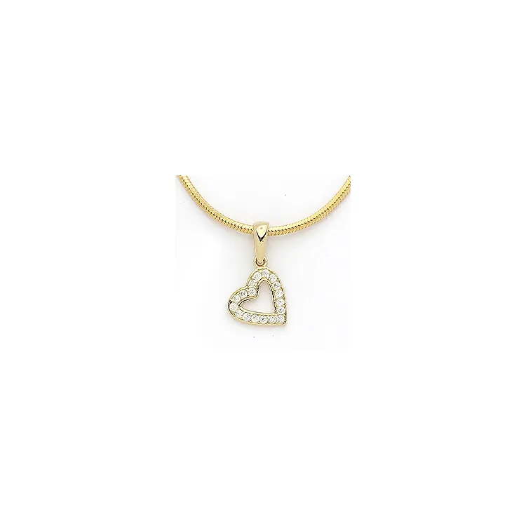 Herz weißem Zirkon Anhänger aus 14 Karat Gold
