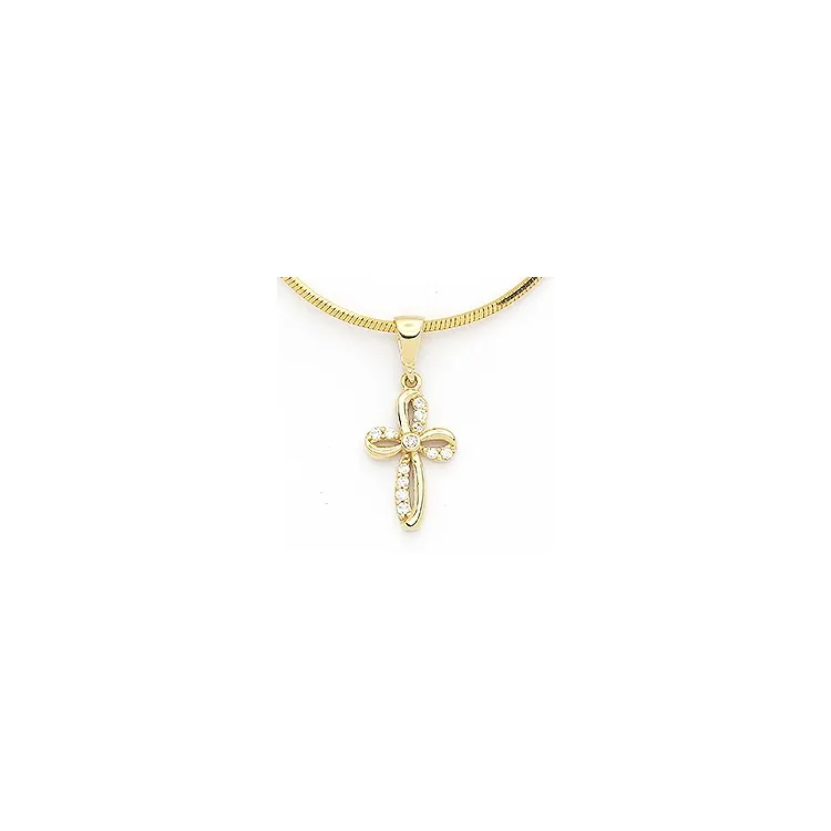 Kreuz Zirkon Anhänger aus 14 Karat Gold