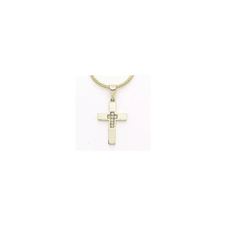 Kreuz Zirkon Anhänger aus 14 Karat Gold