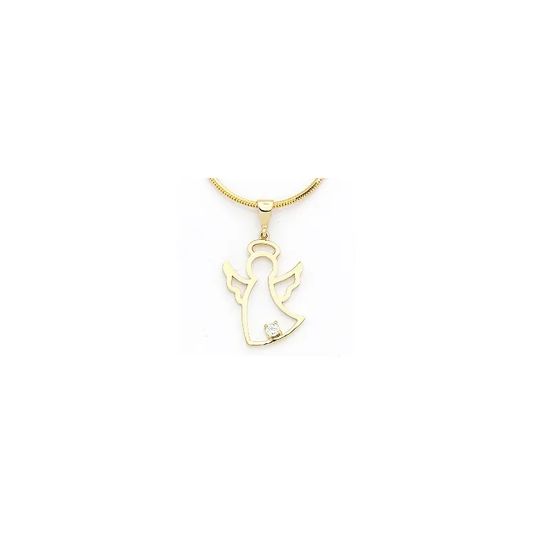 Engel weißem Zirkon Anhänger aus 14 Karat Gold