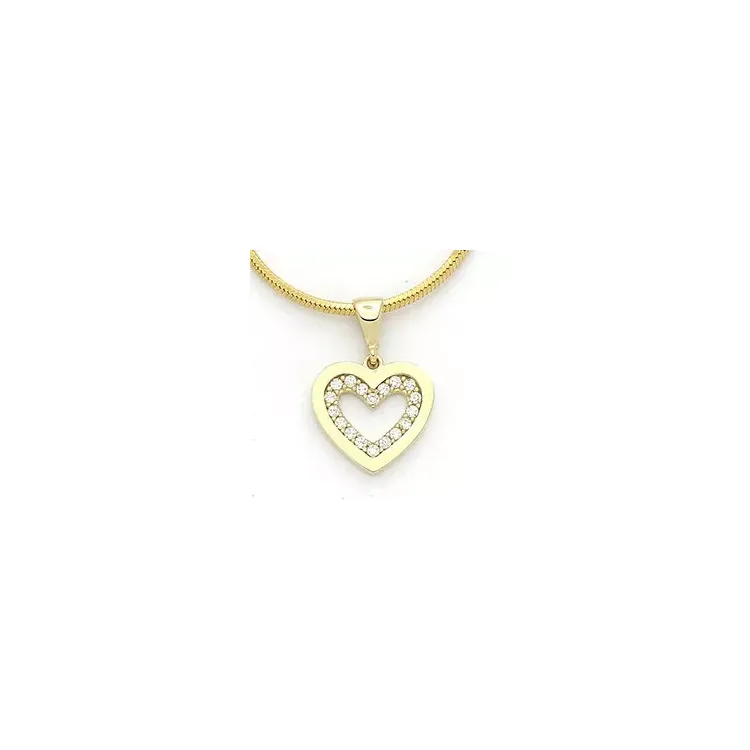 Herz weißem zirkon anhänger aus 14 karat gold