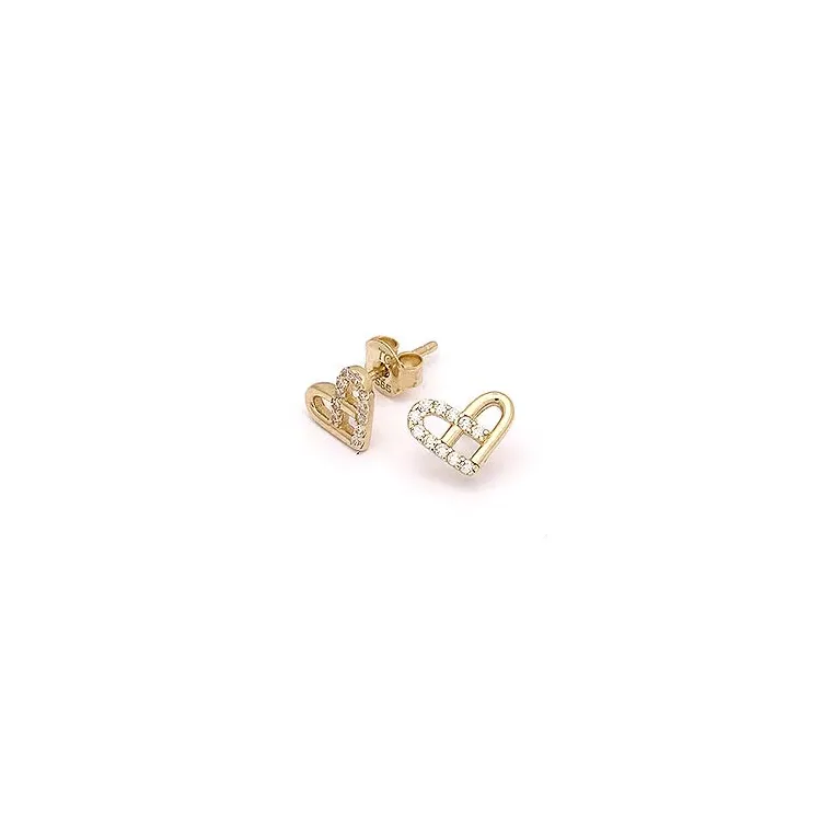 Herz Ohrstecker in 14 Karat Gold mit 
