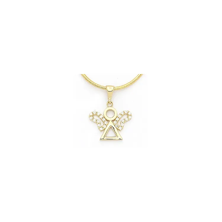 Engel weißem Zirkon Anhänger aus 14 Karat Gold