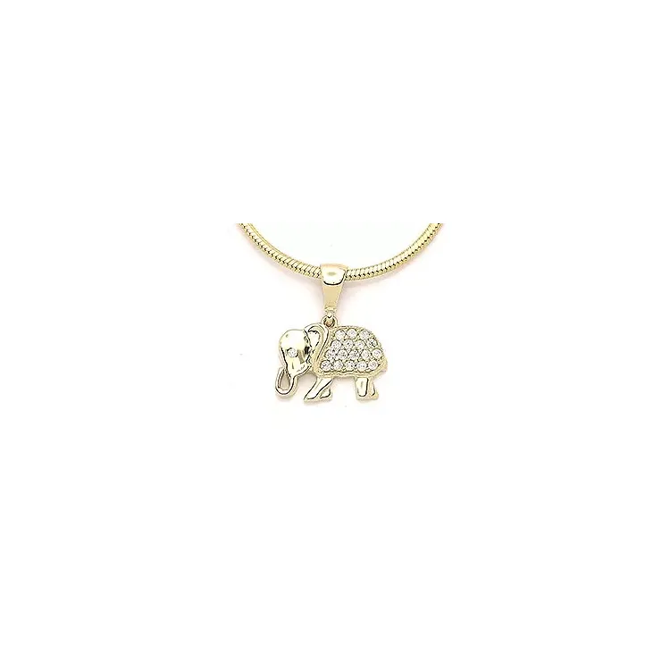 Elefant Zirkon Anhänger aus 14 Karat Gold