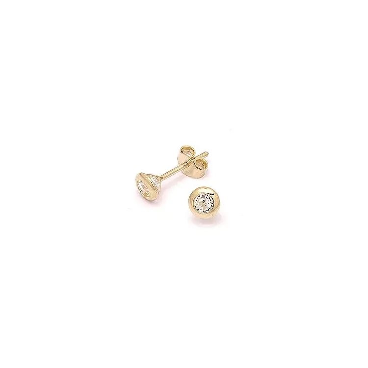 5 mm runden Ohrstecker in 14 Karat Gold mit Zirkonen