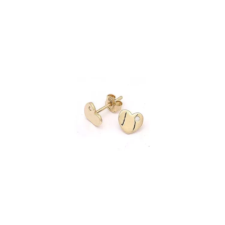 Herz Zirkon Ohrstecker in 14 Karat Gold mit Zirkonen