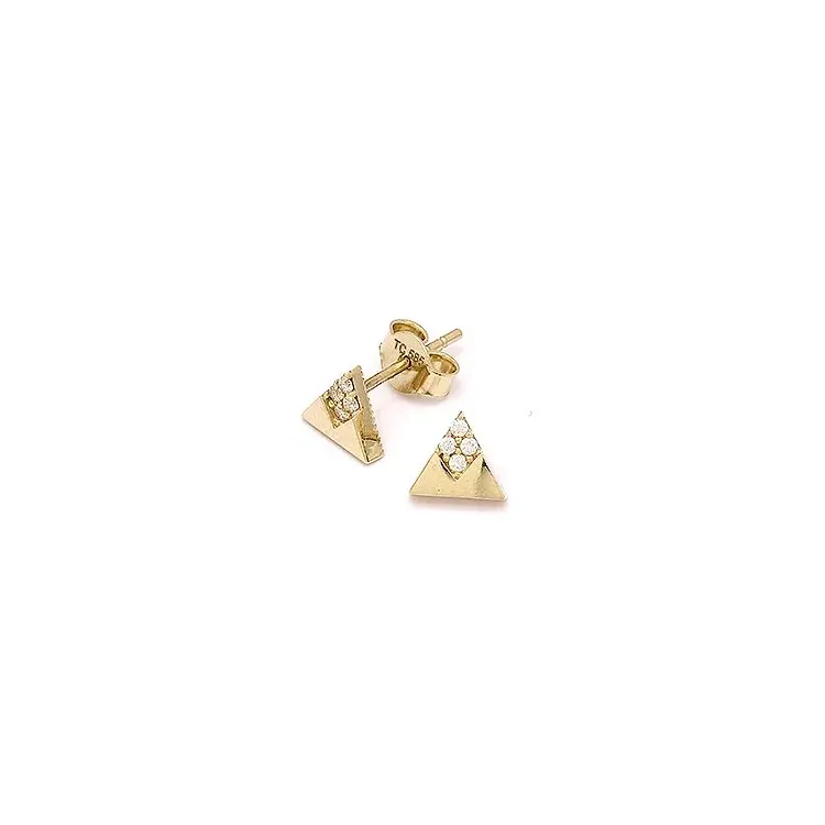 Dreieck Ohrstecker in 14 Karat Gold mit Zirkonen