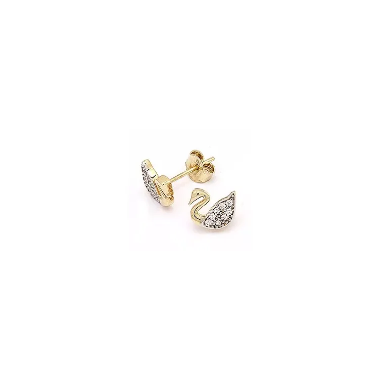 Schwan Ohrstecker in 14 Karat Gold mit