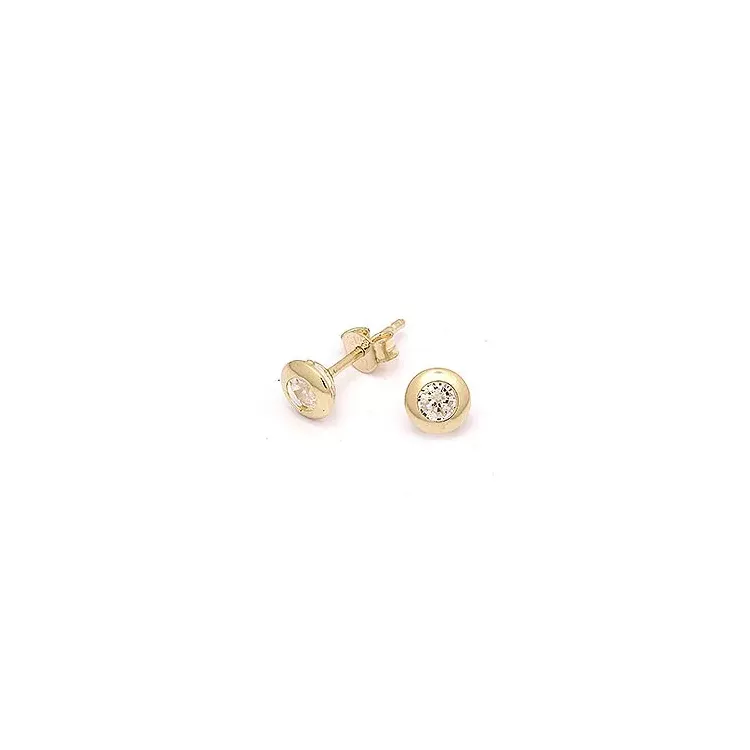 Runden Zirkon Ohrstecker in 14 Karat Gold mit Zirkonen