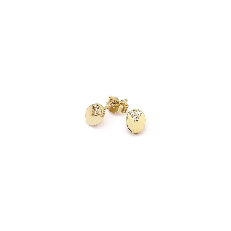 Ovalen Ohrstecker in 14 Karat Gold mit Zirkonen