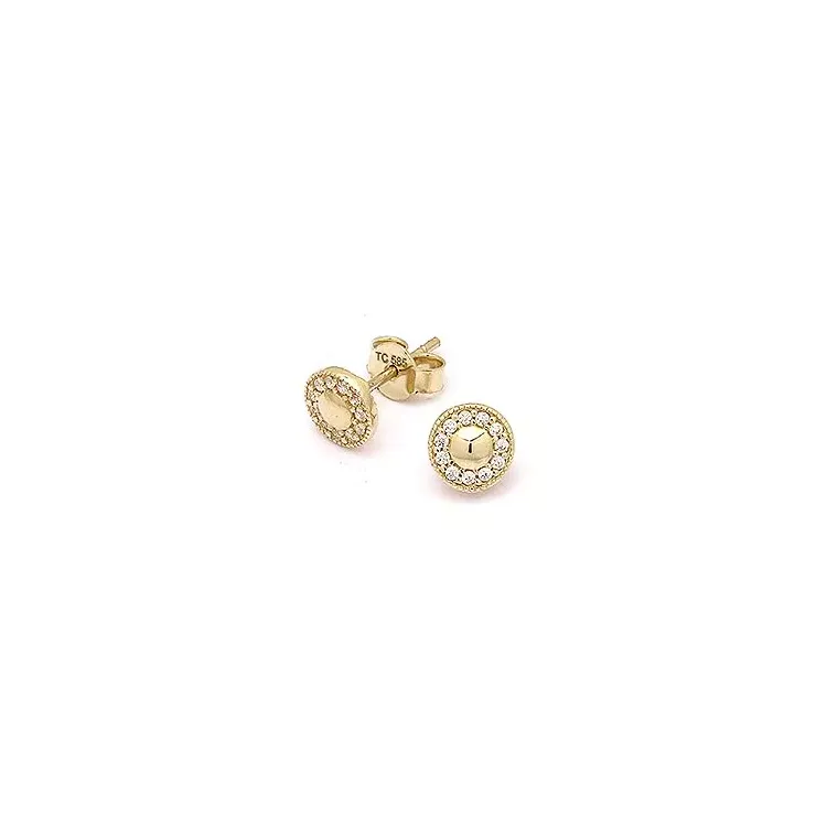 Runden Ohrstecker in 14 Karat Gold mit Zirkon