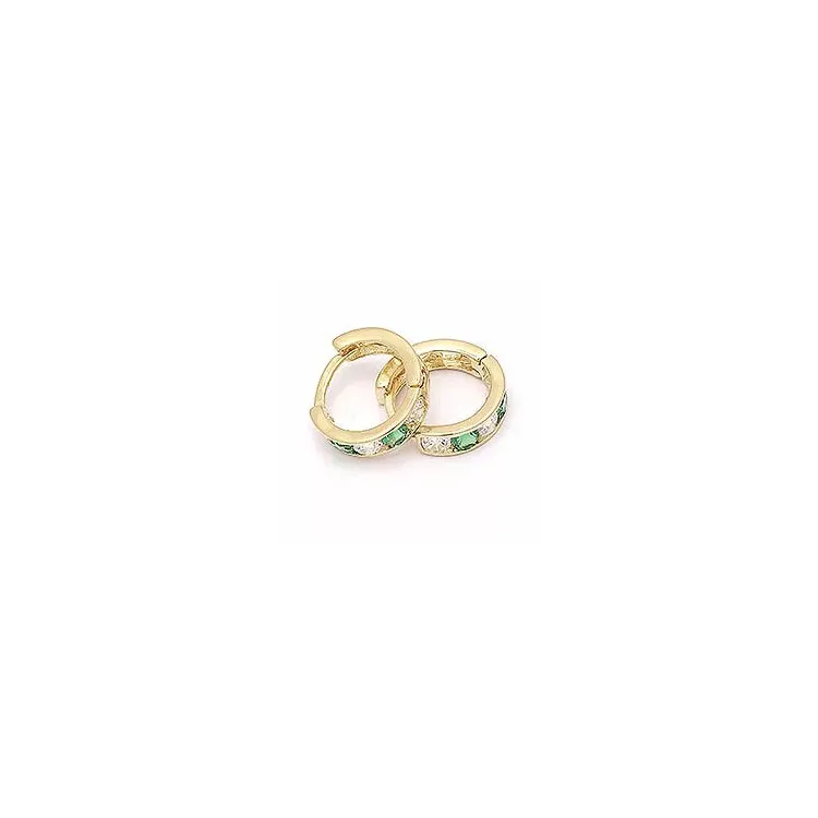10 mm runden kreole in 14 karat gold mit zirkonen und synthetischer smaragd
