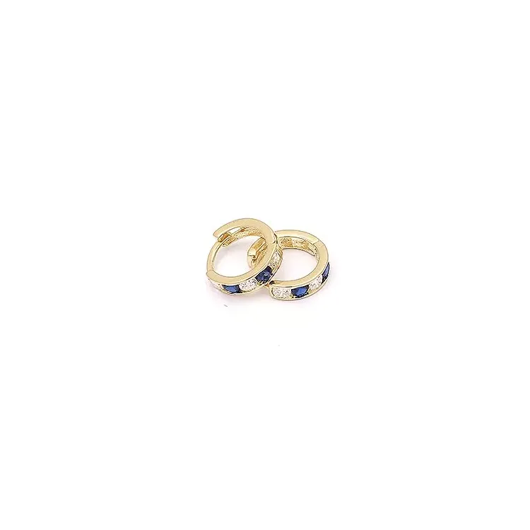 10 mm kreolenohrringe in 14 karat gold mit zirkonen und synthetischen saphiren