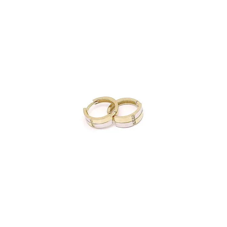 Kreolenohrringe in 14 Karat Gold und Weißgold mit Zirkonen