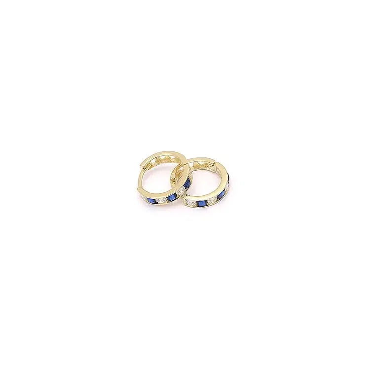 12 mm goldcreolen in 14 karat gold mit zirkonen und synthetischen saphiren