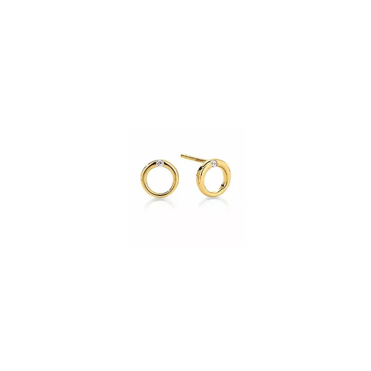 Kranz und Ziegler Kreis Ohrringe in 8 Karat Gold weißem Zirkon