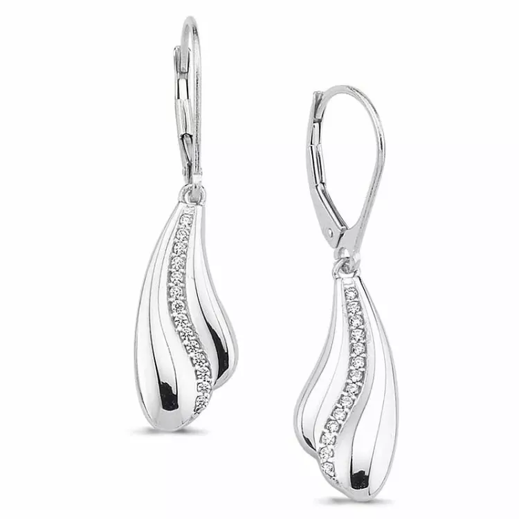 lange Zirkon Ohrringe in Silber