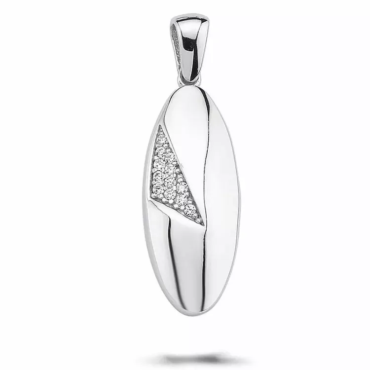 Ovaler Zirkon Anhänger aus Silber